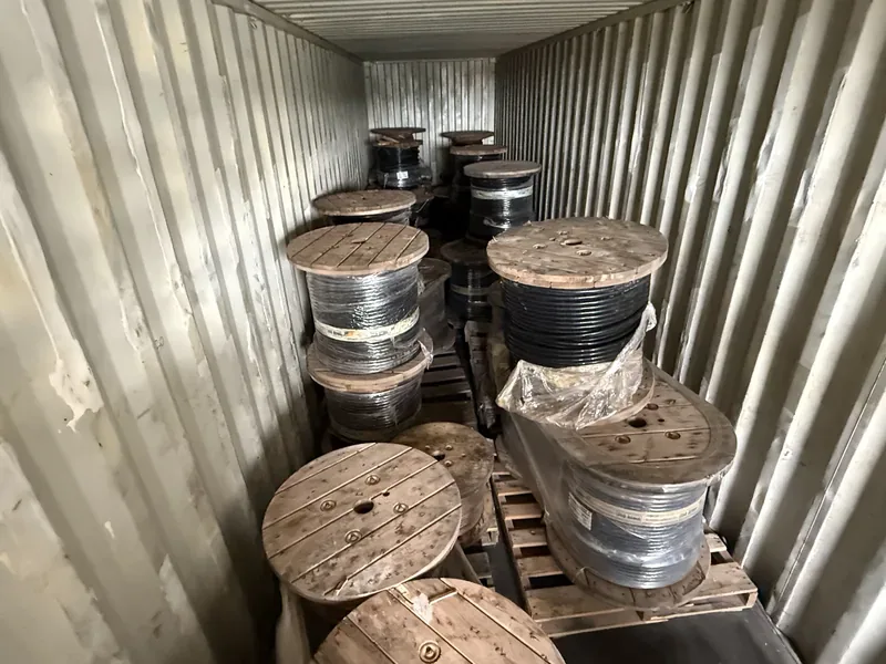 Cable reels loaded in a shipping container — Lancaster, CA