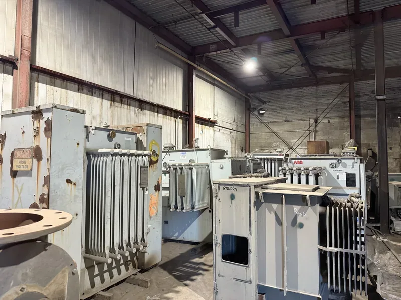 Transformers and cores staged inside a shop — Henderson, NV